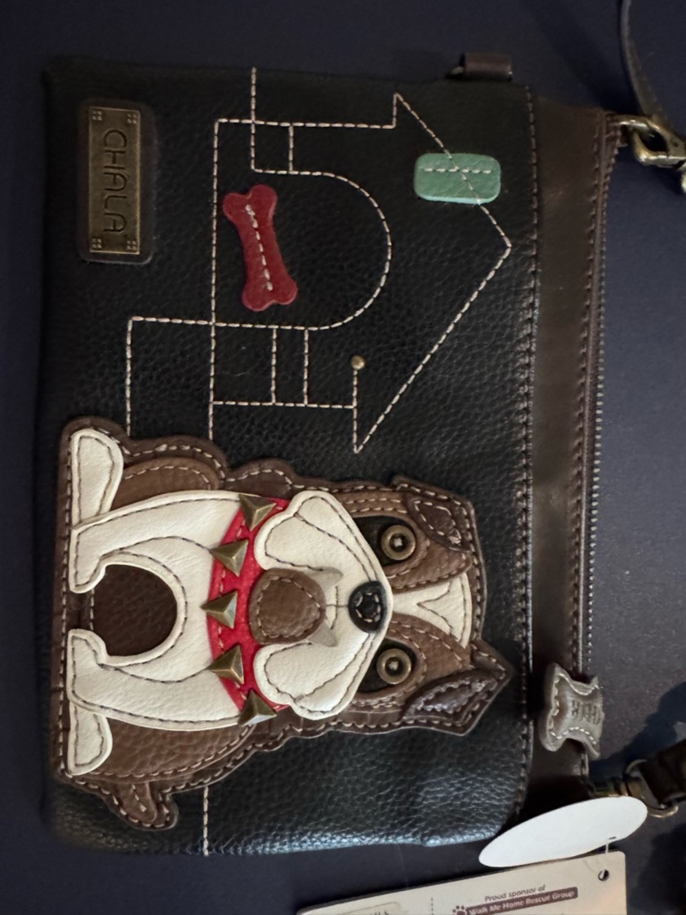 English bulldog Crossbody Wristlet Set - Brown & Tan - Picture 2 of 7